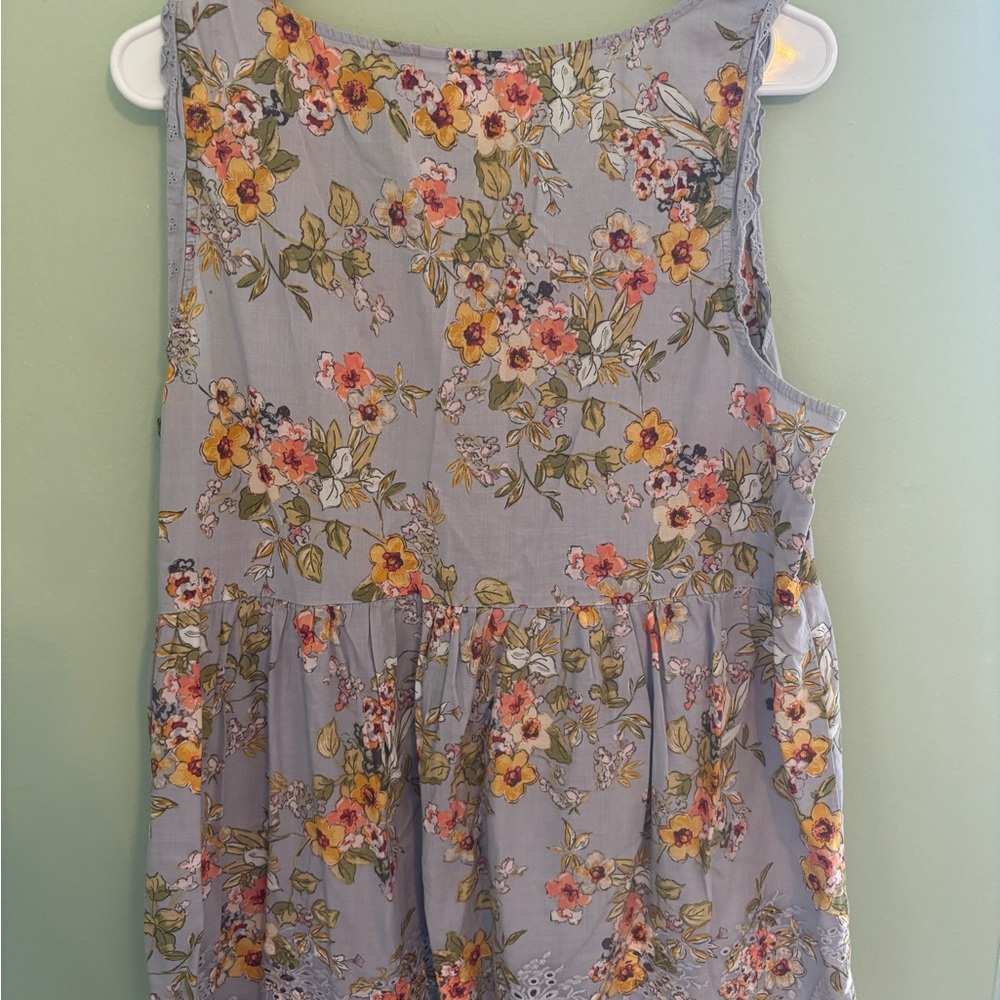 LC Lauren Conrad Light Blue Floral Scoop-Neck Sleeveless Top - Picture 3 of 3
